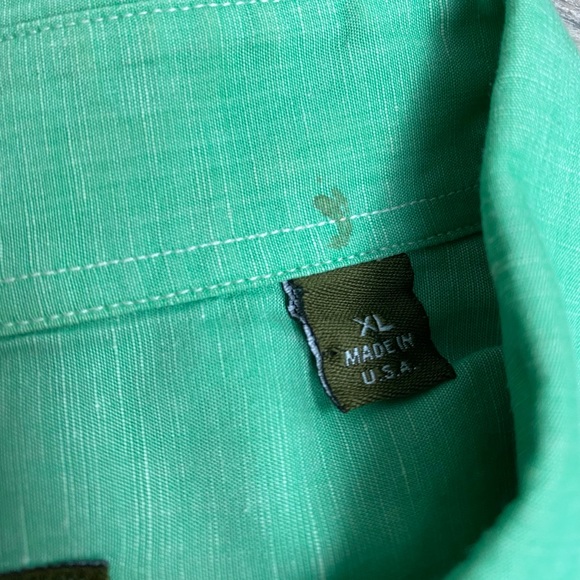 Gitman Bros. Solid Green Linen Shirt XL - Picture 4 of 5